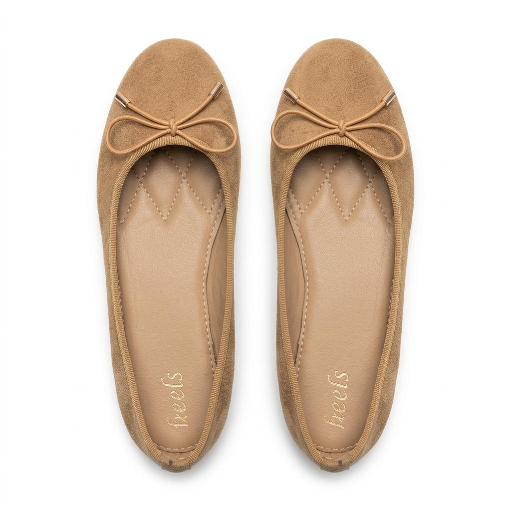 Charlette Cushioned Flat Knot Bow Suede Ballerinas - The Heels India