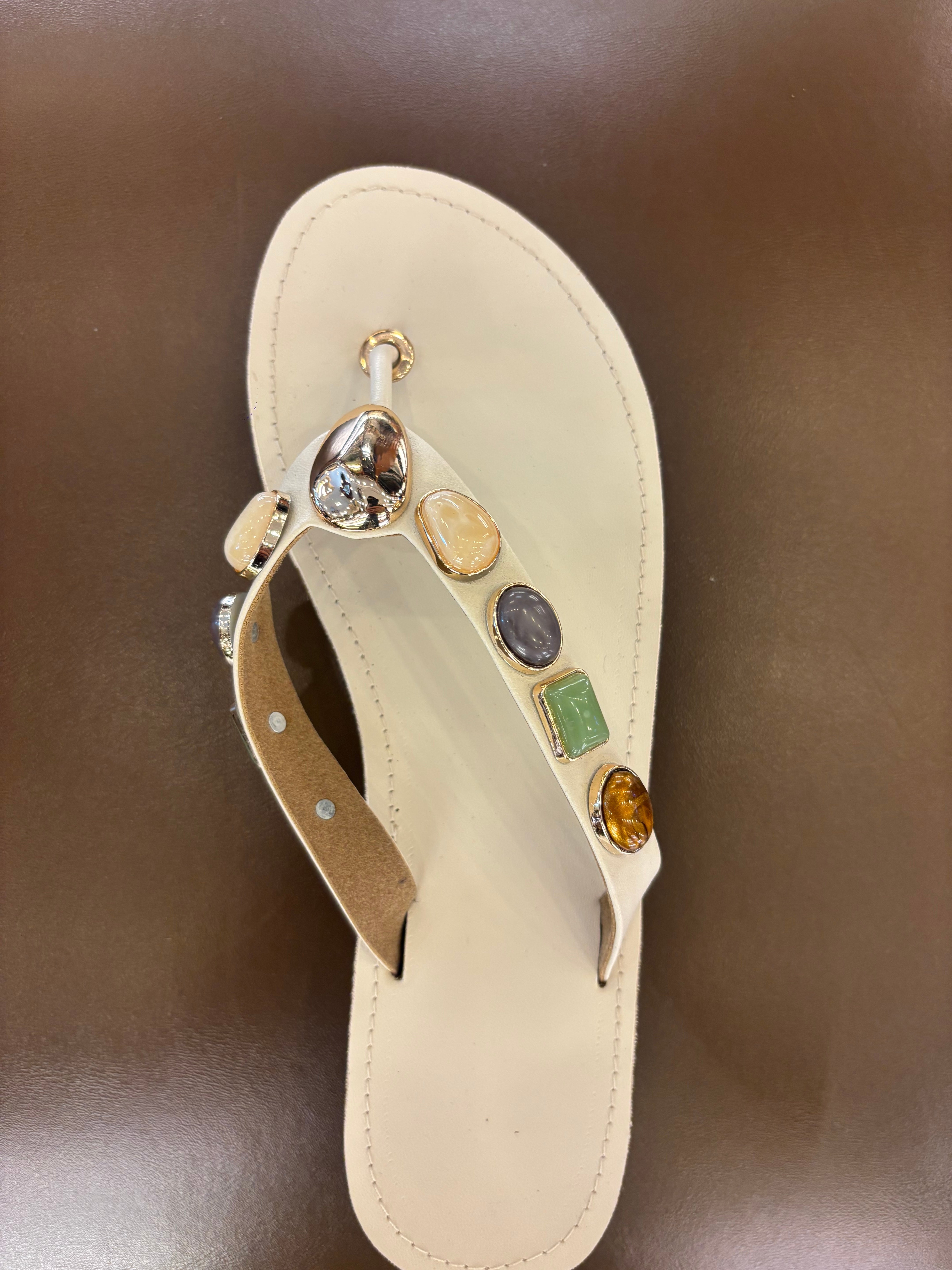 Norelle Cushioned Gemstone V Strap Comfort Summer Slippers
