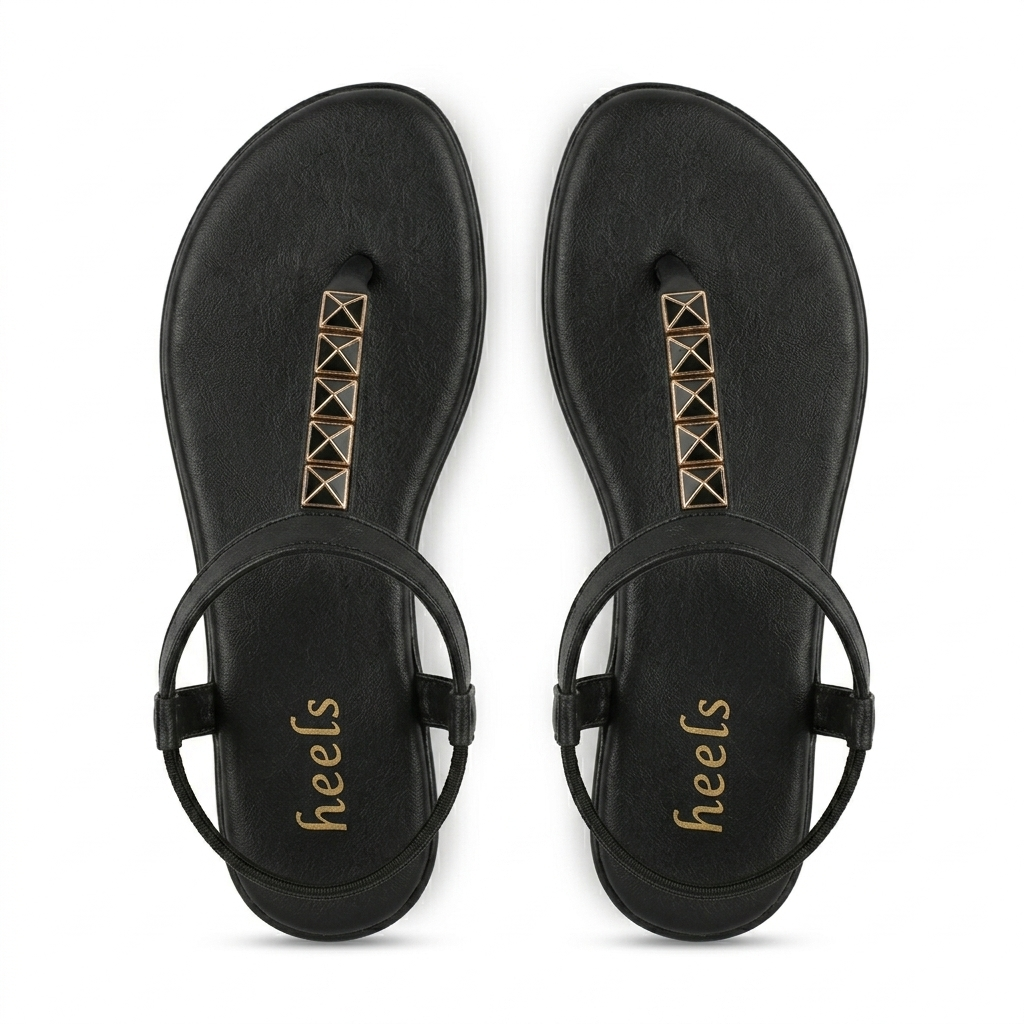 Celine Buckled Comfort Back Elastic Flat Sandals