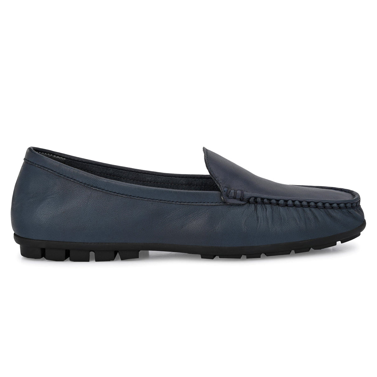 Blue loafer shoe on a white background