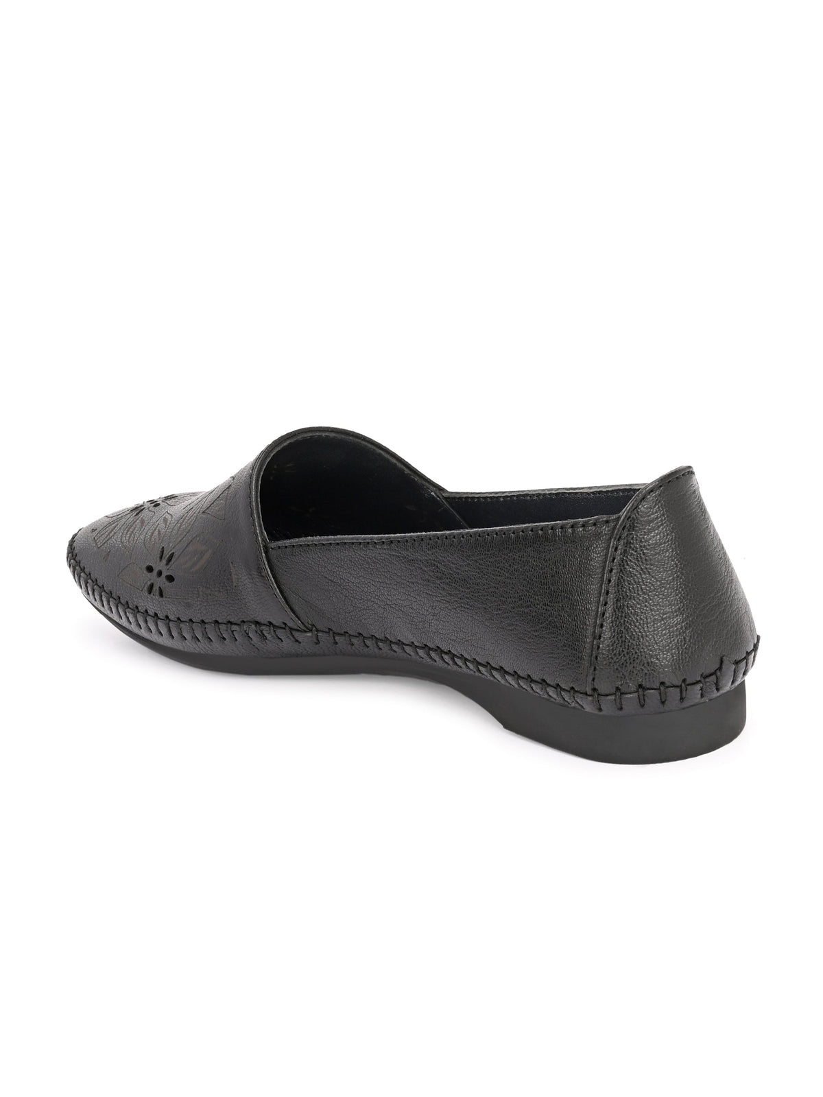 Teressa Perforated Cushioned Leather Ballerinas