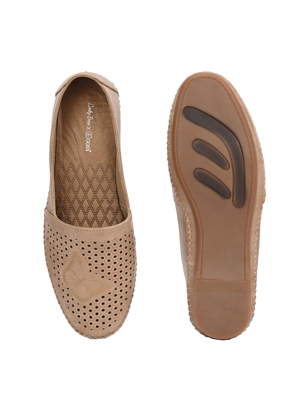 Butterfly Perforated Cushioned Leather Ballerinas