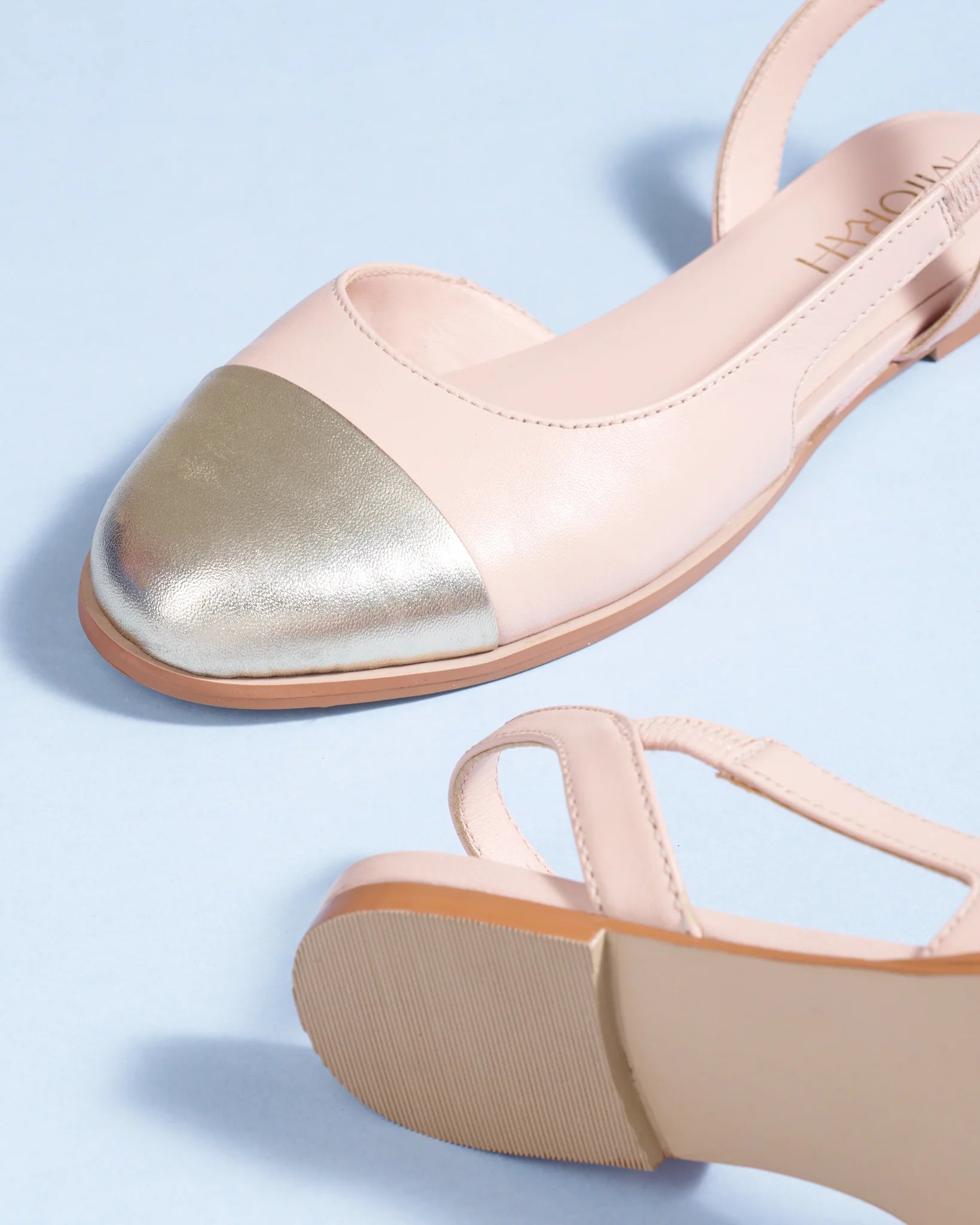 LUSH Premium Leather Round Toe Slingback Flat Ballerinas - The Heels India