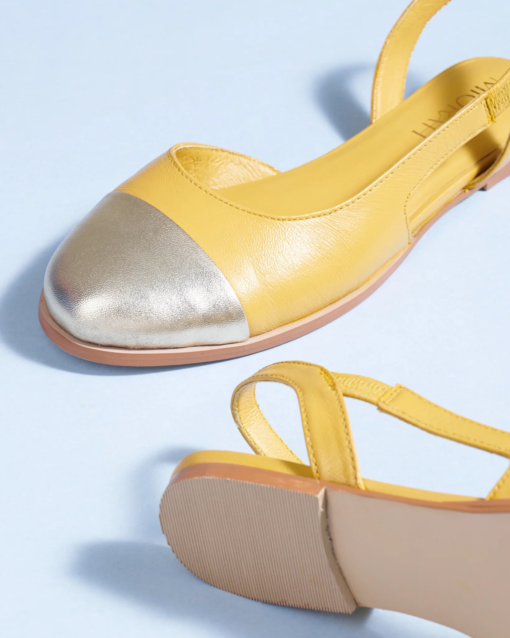 LUSH Premium Leather Round Toe Slingback Flat Ballerinas - The Heels India