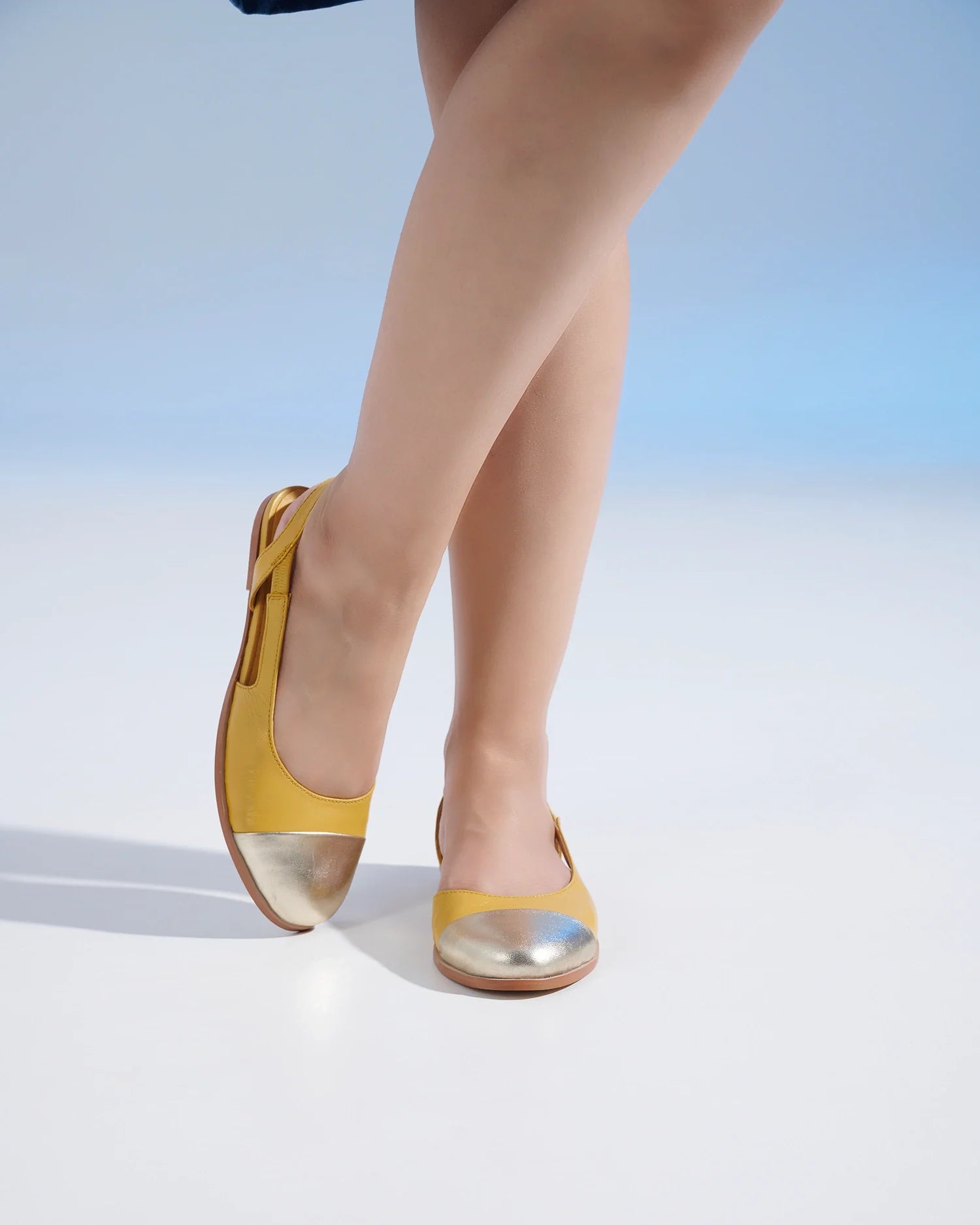 LUSH Premium Leather Round Toe Slingback Flat Ballerinas - The Heels India