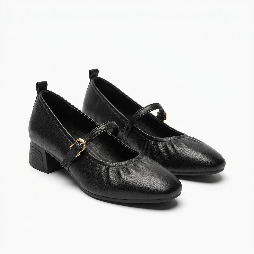 Carla Premium Mary Jane Block Heel Loafers