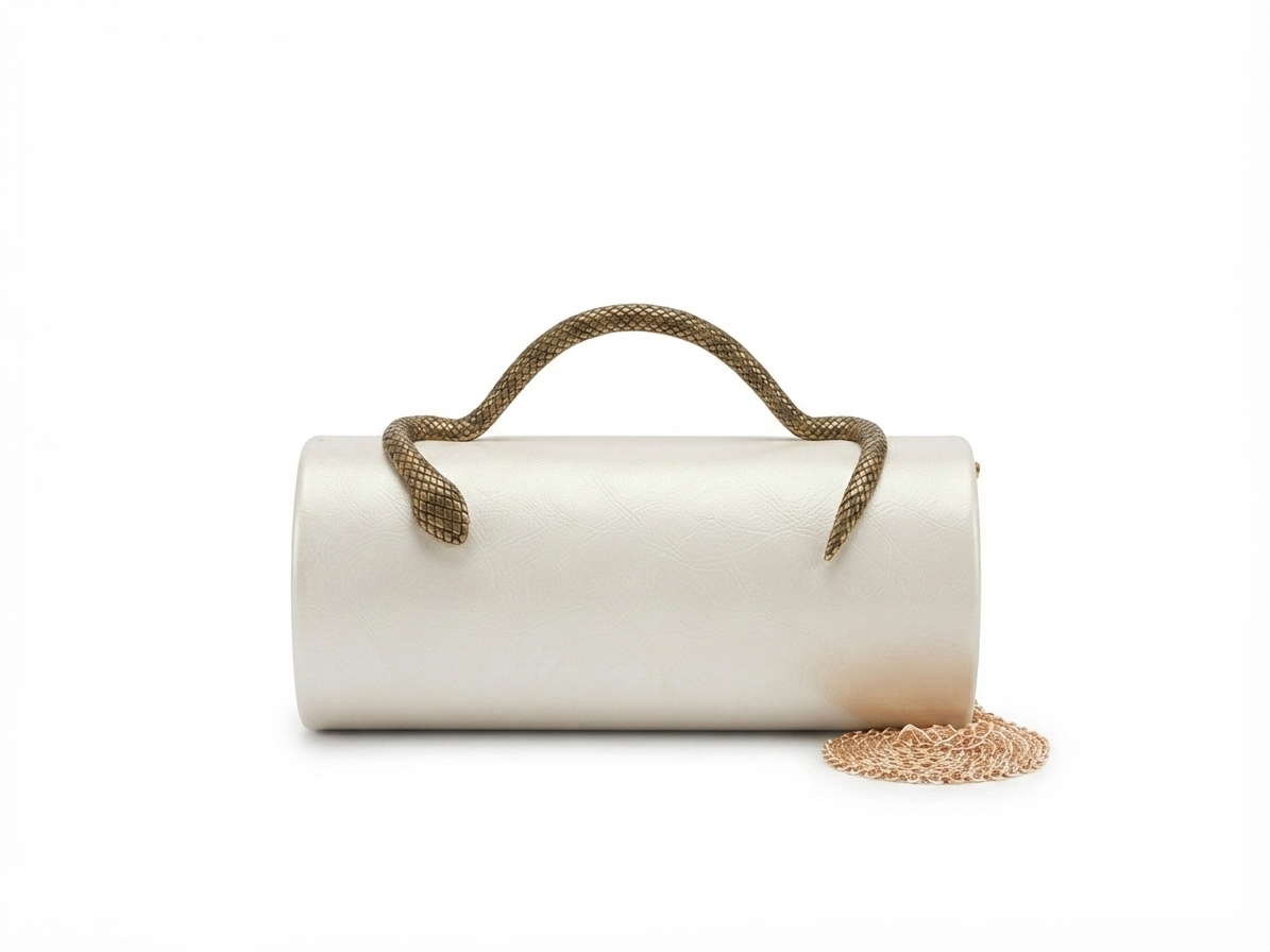 Metallic Snake Handle Clutch Bag