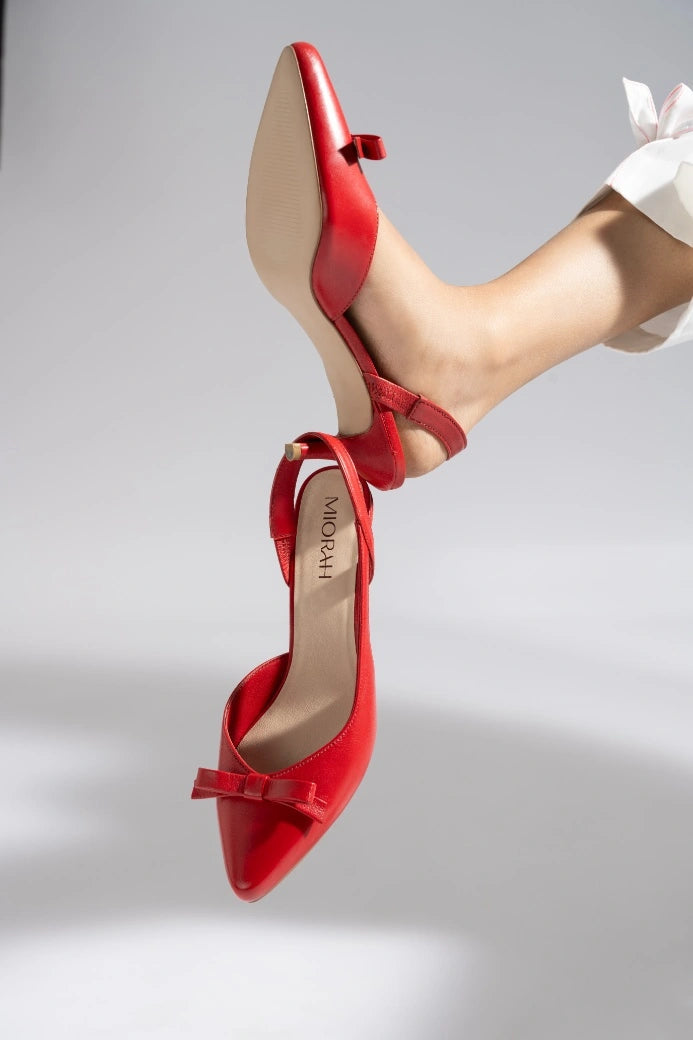 GRACE Premium Leather Slingback Kitten Heels - The Heels India