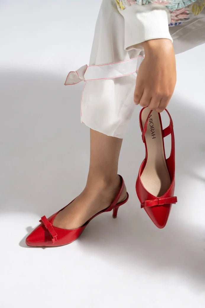 GRACE Premium Leather Slingback Kitten Heels - The Heels India