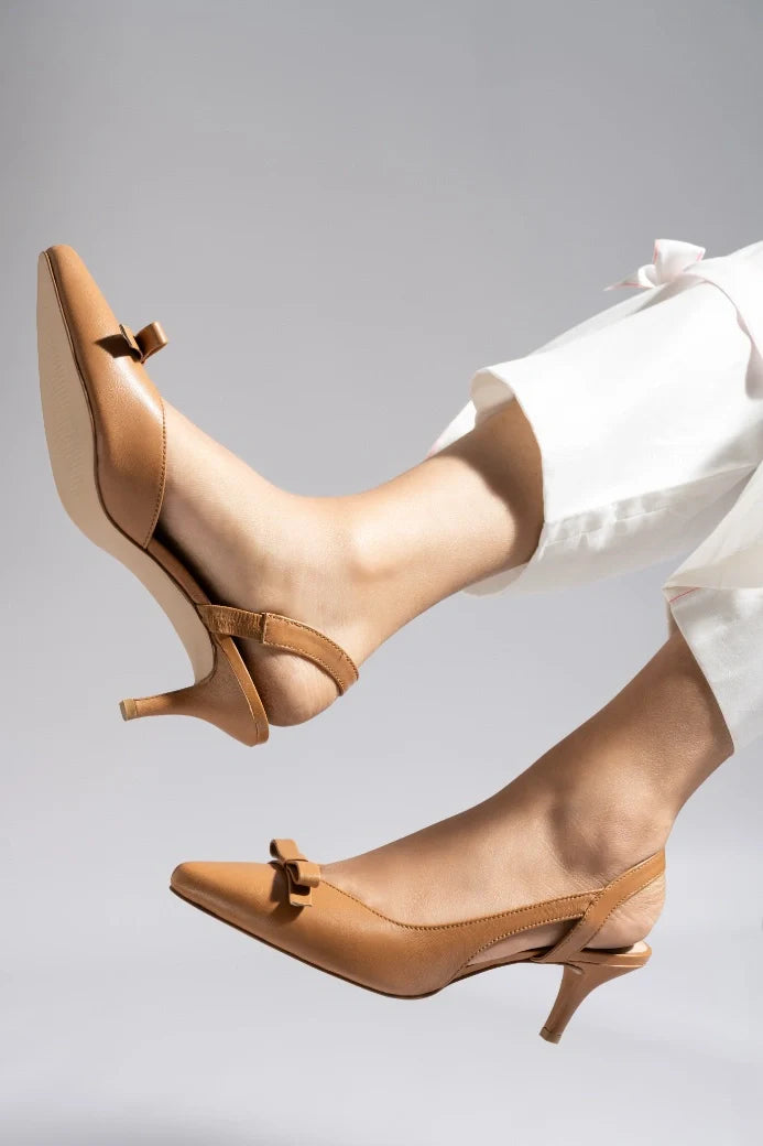 GRACE Premium Leather Slingback Kitten Heels - The Heels India