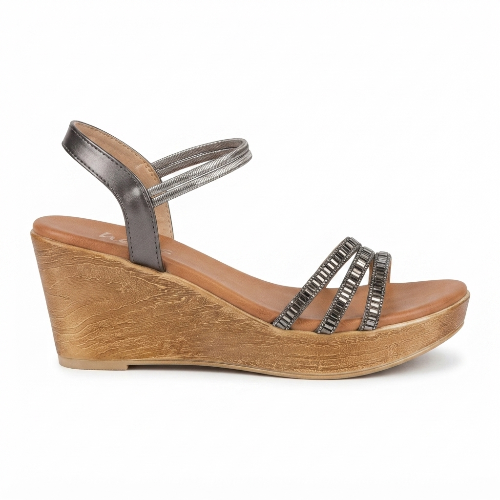 Fiza Bling Peep Toe Wedge Sandals