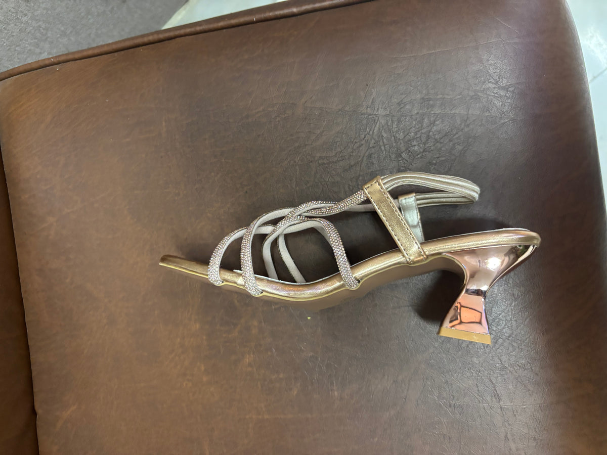 Felicia Bling Strap Kitten Heel Sandals in Sultan - The Heels India