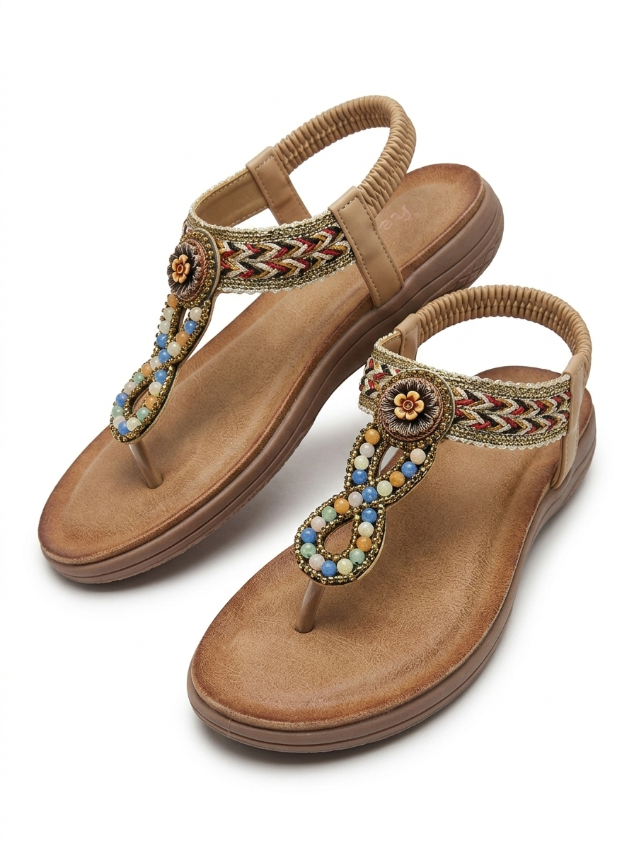 Rosaira Cushioned Embellished Back Elastic Sandals