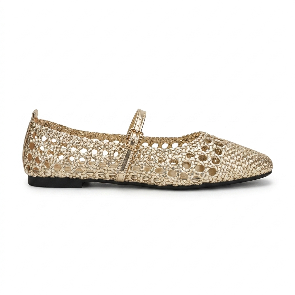 Meraki 2.0 Premium Mesh Flat Mary Jane Leather Ballerinas