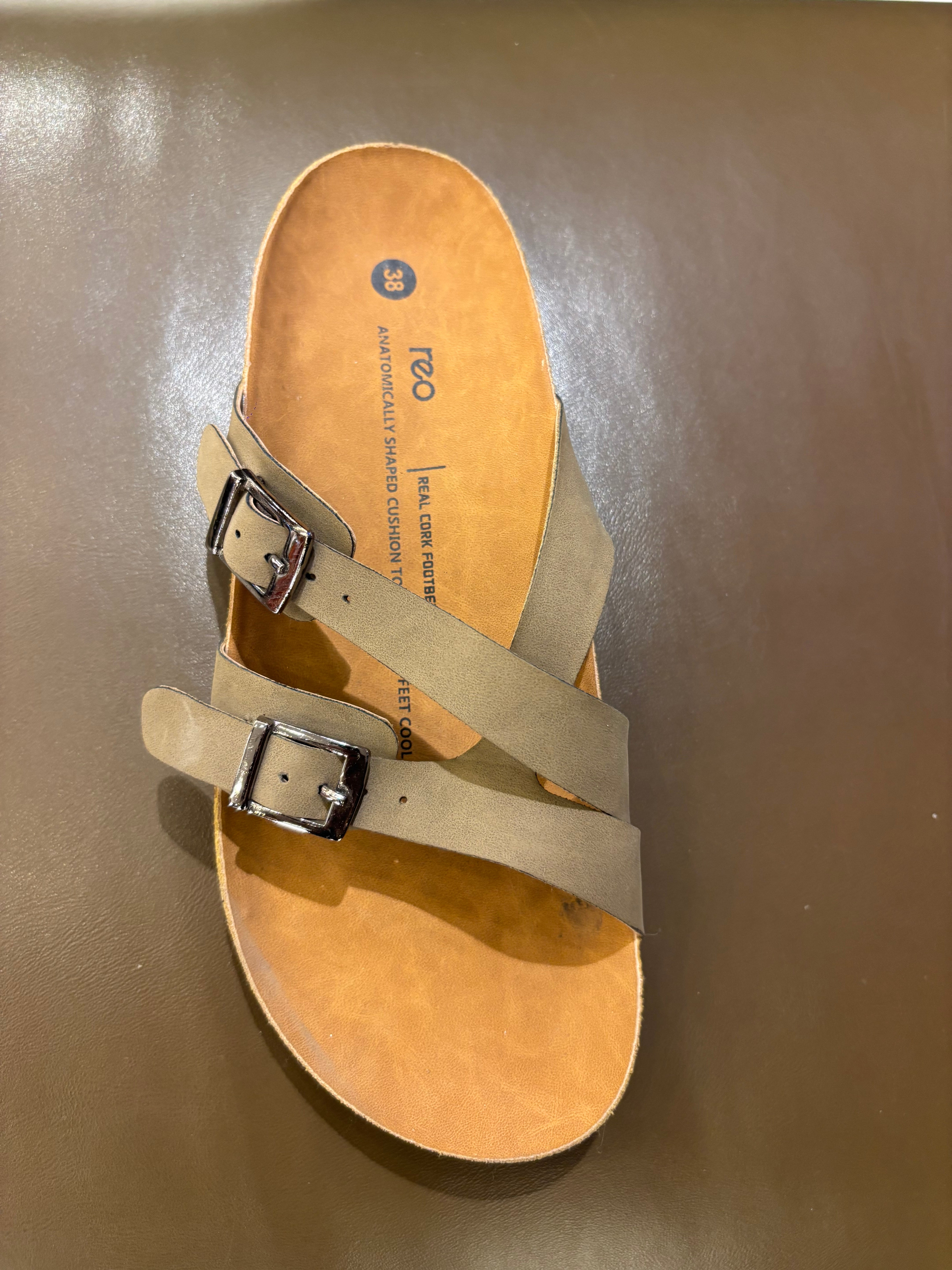 Cherie Buckle Strap Cork Summer Sliders