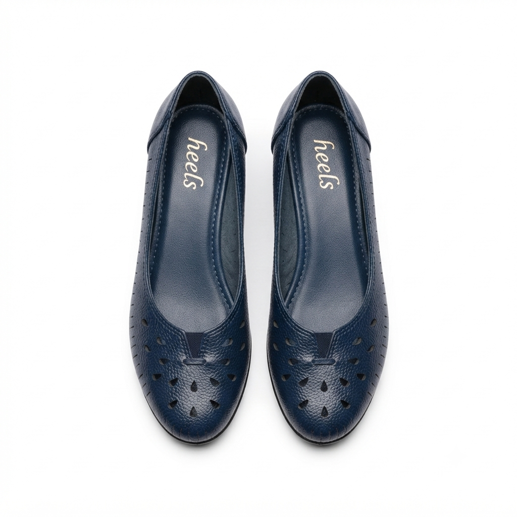 Lynda Perforated Leather Wedge Ballerinas
