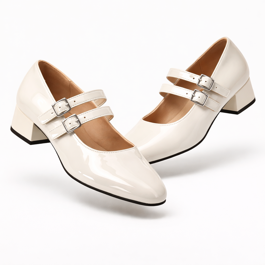 Beryl Patent Mary Jane Block Heel Strap Shoe - The Heels India