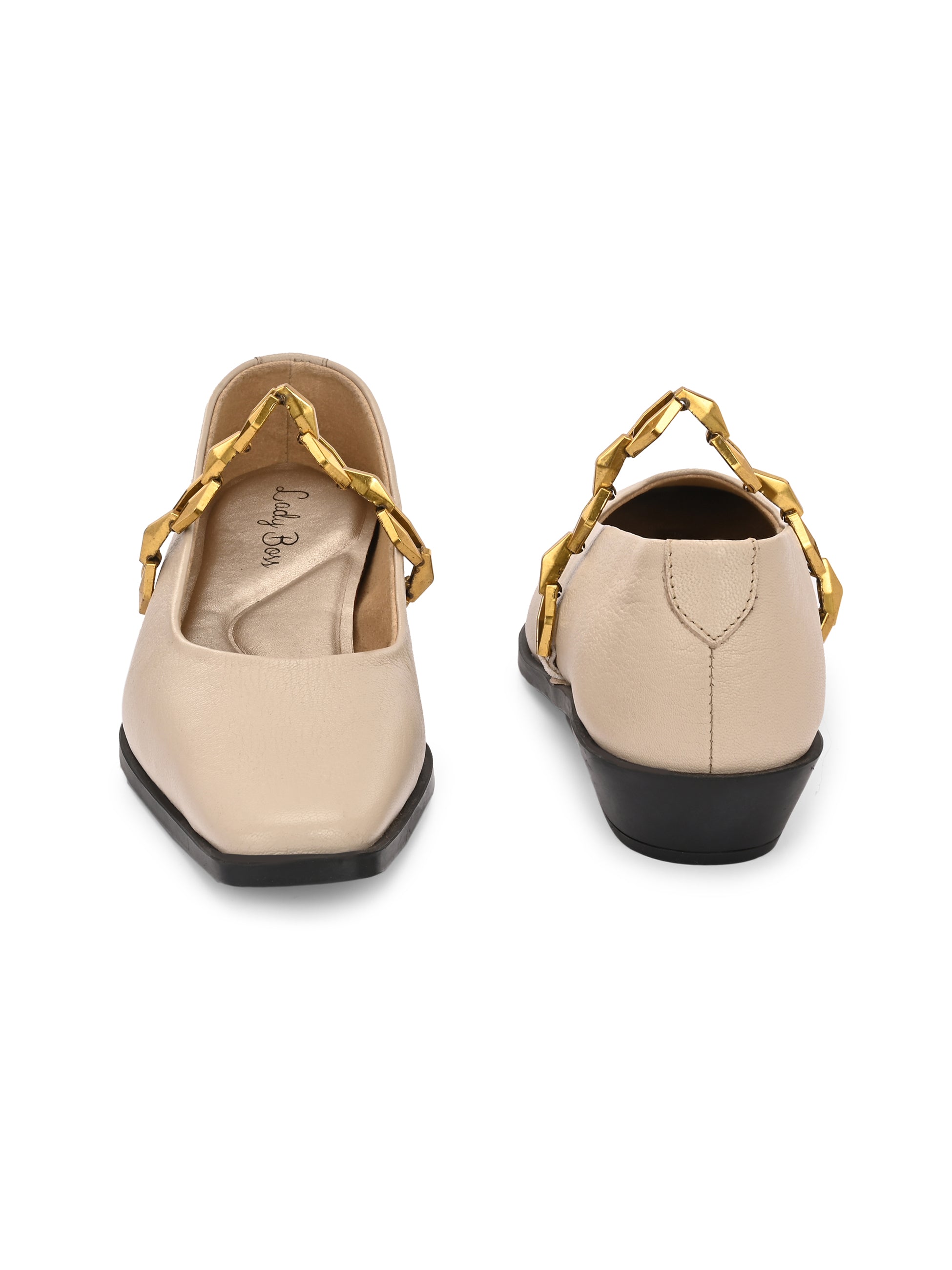 Marceline Leather Chain Heel Ballerinas