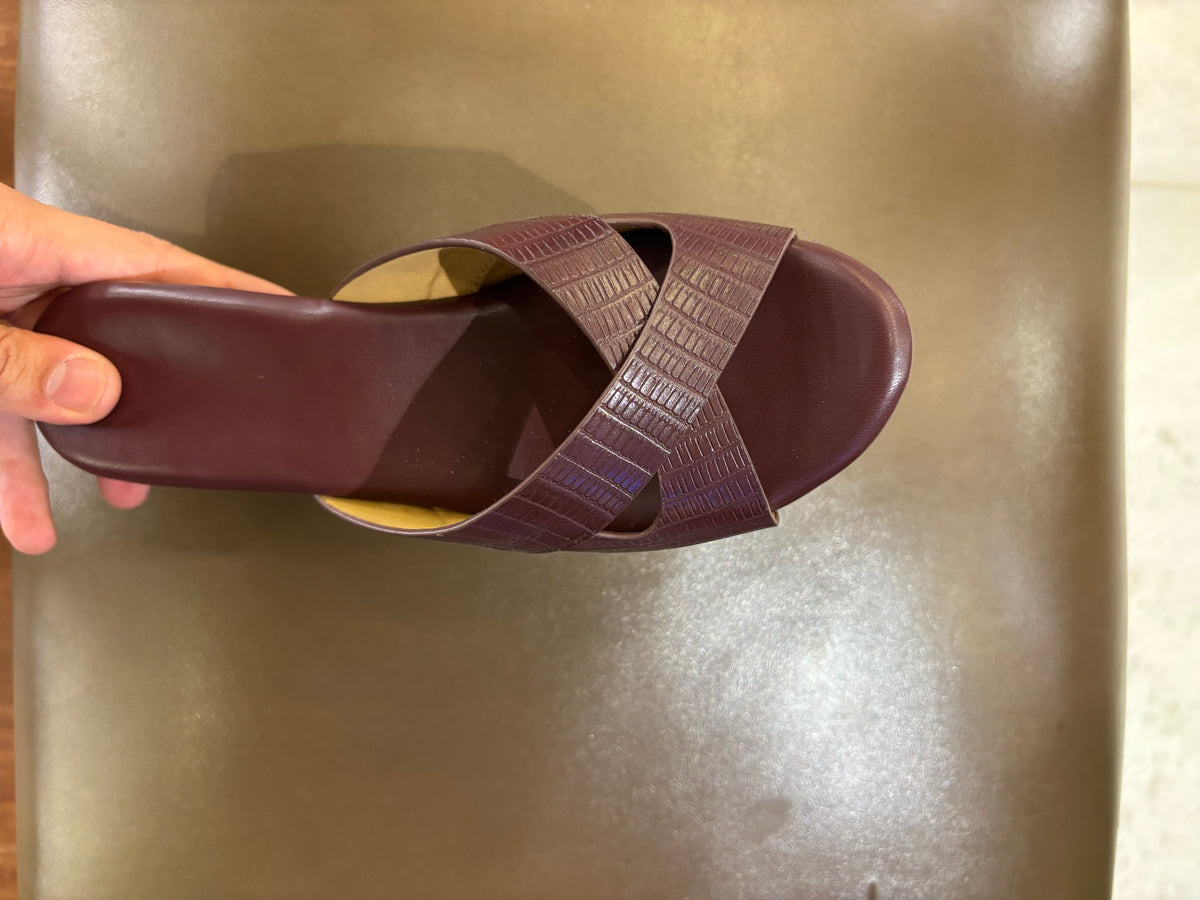 Anne Wedge Platform Peep Toe Heels in Wine - The Heels India