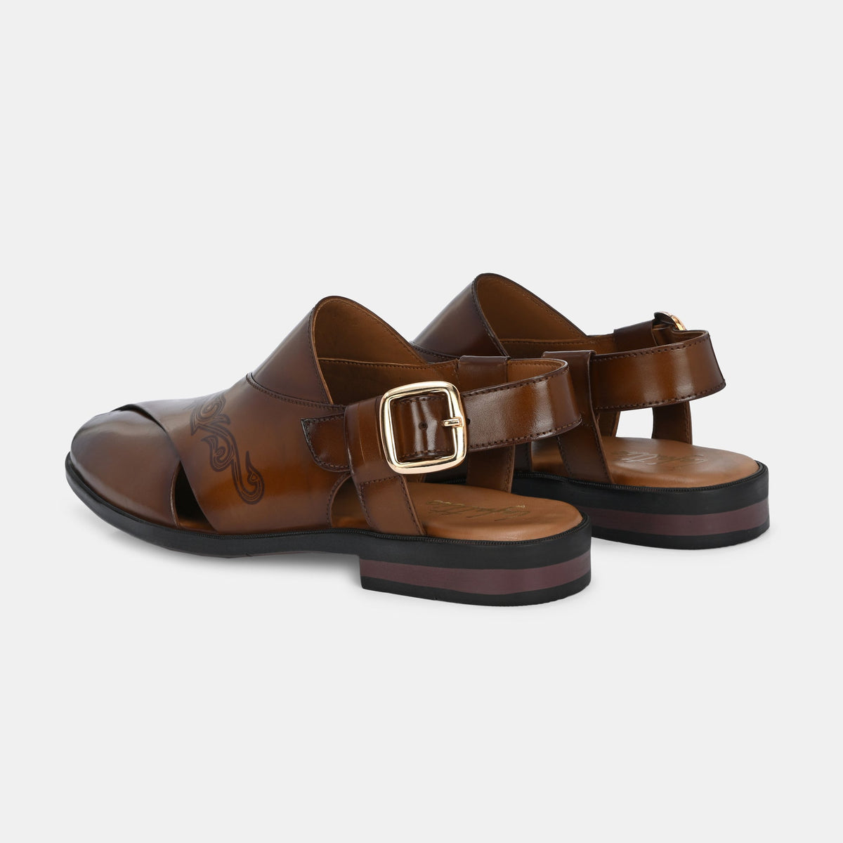 Noble Hand Painted Leather Peshawari Sandals - The Heels India