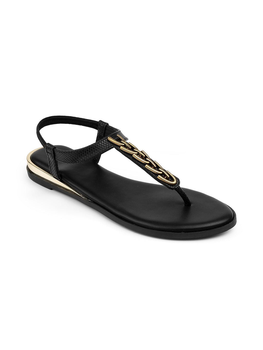 Diana Metallic Back Elastic Flat Sandals - The Heels India