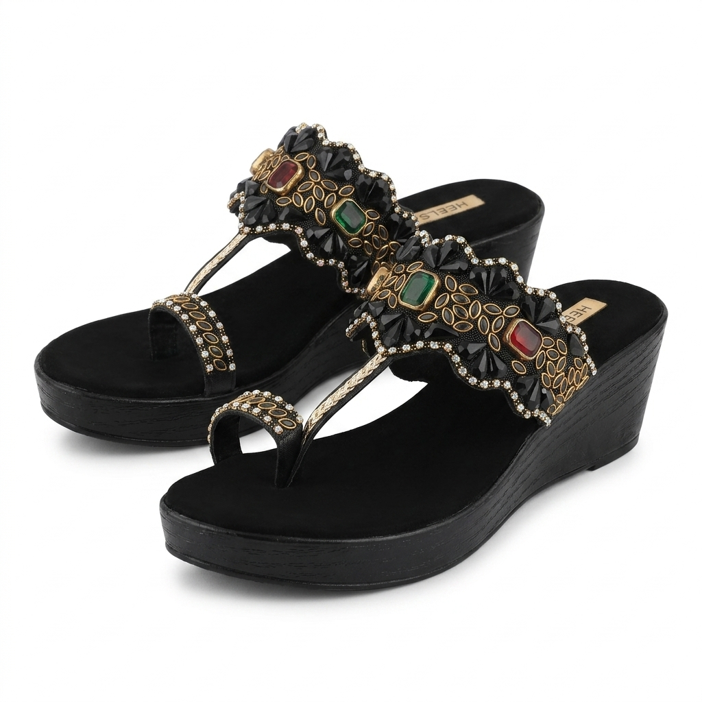 Noor Embellished Ethnic Fancy Wedge Heels
