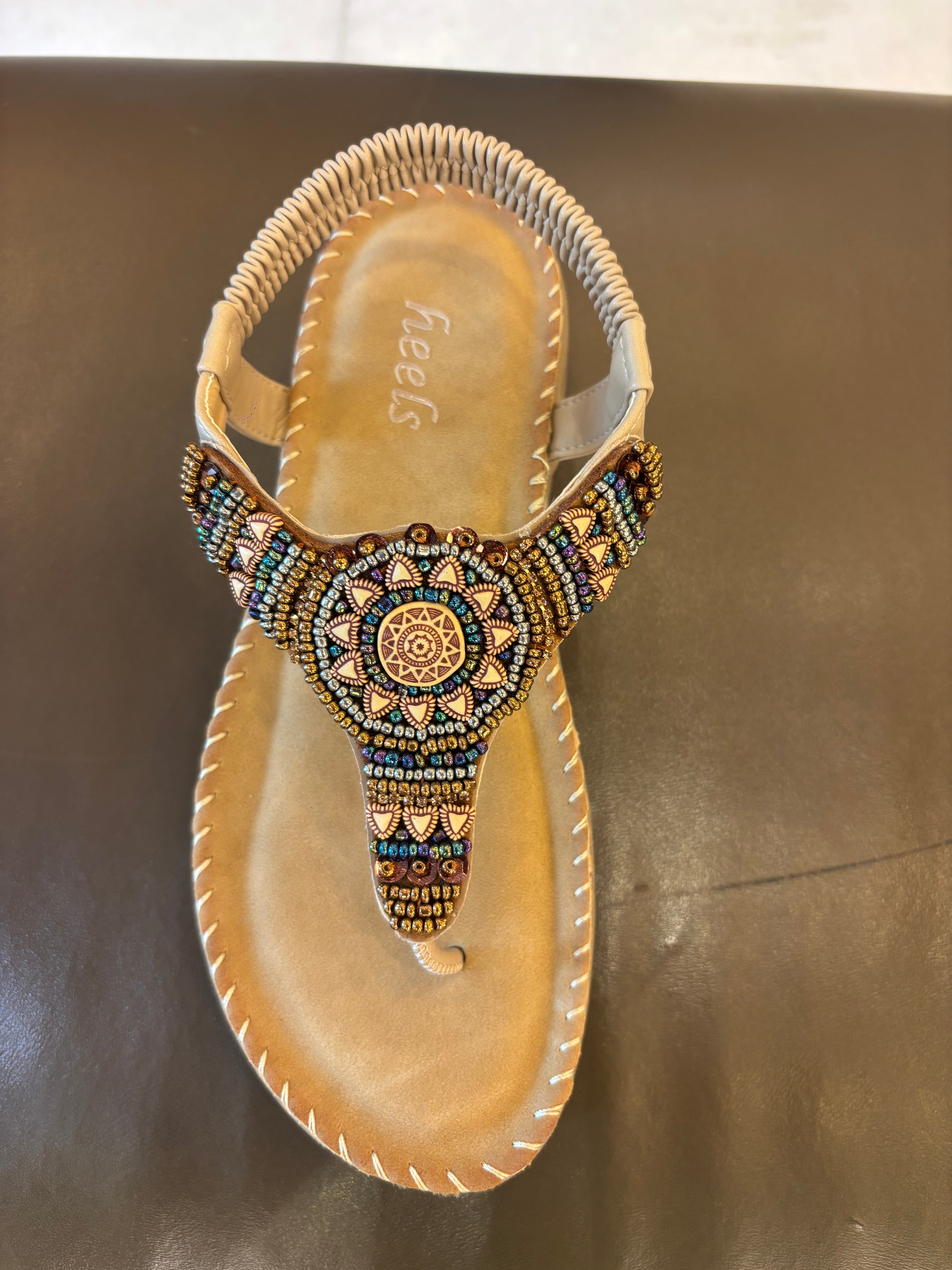Crimson Embellished Comfort Back Elastic Sandals - The Heels India