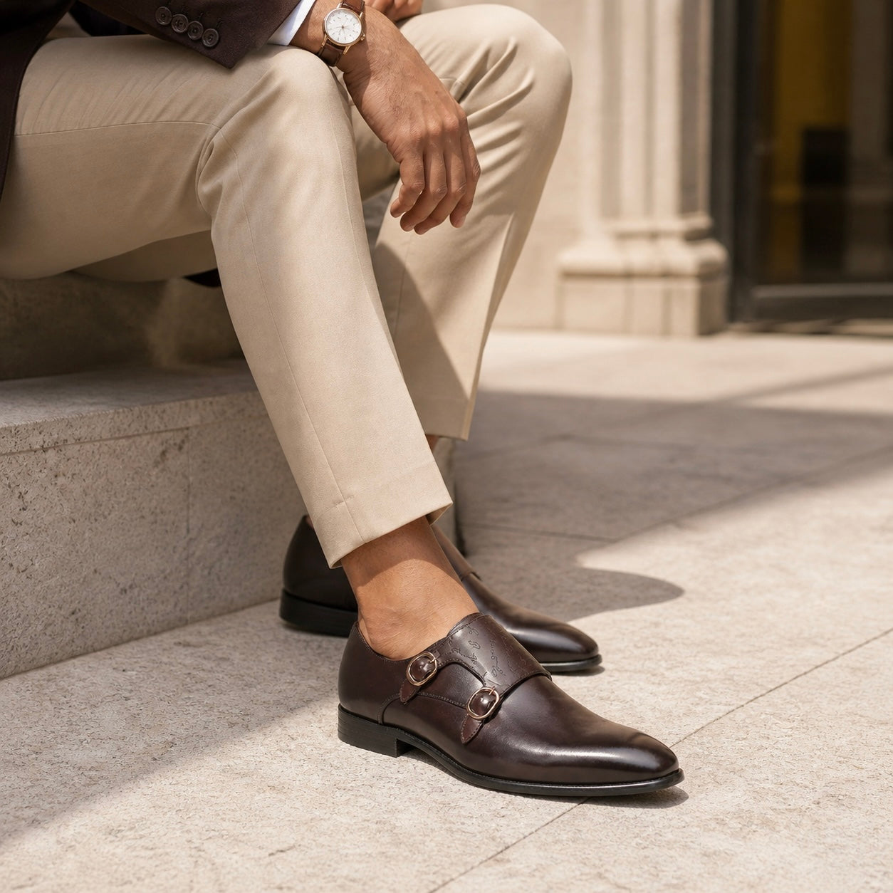 Fredrick Premium Leather Double Monk Strap - The Heels India