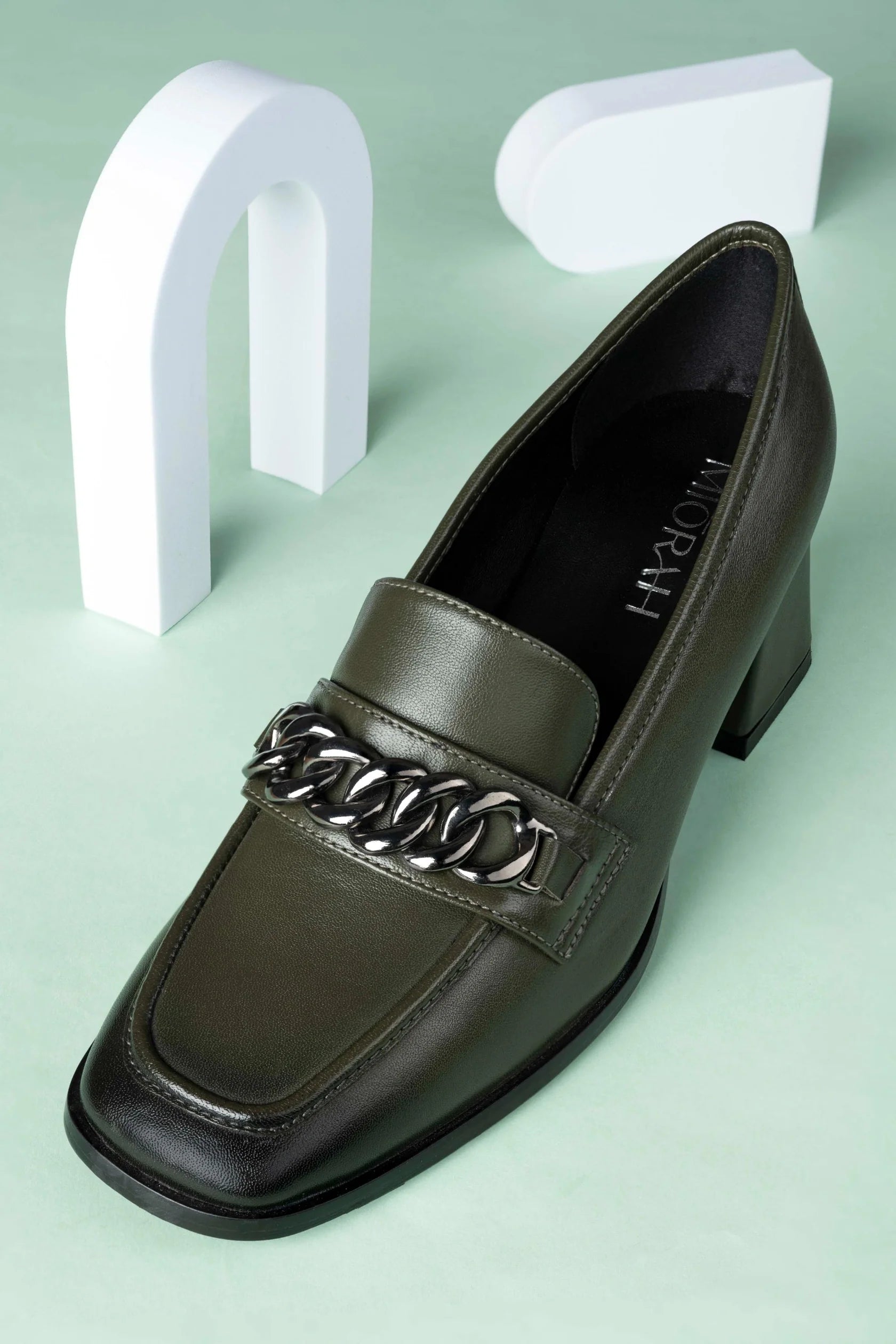 CHIC Premium Leather Block Heel Loafers
