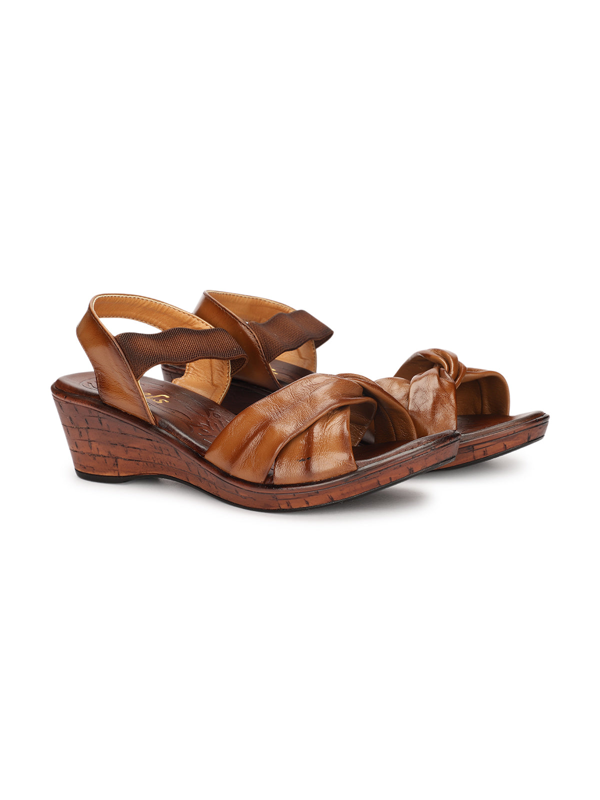 Renard Leather Soft Napa Cross Wedge Heel Sandals