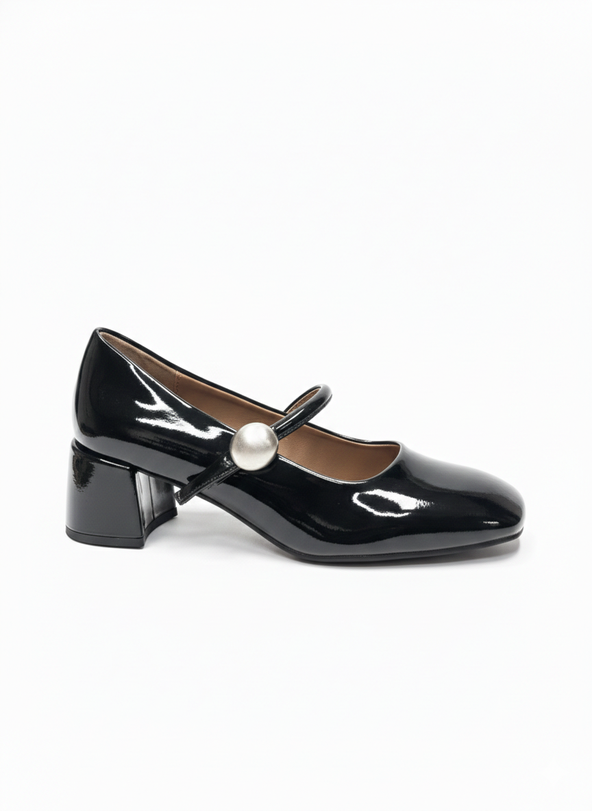 Emma Premium Patent Leather Mary Jane Block Heels