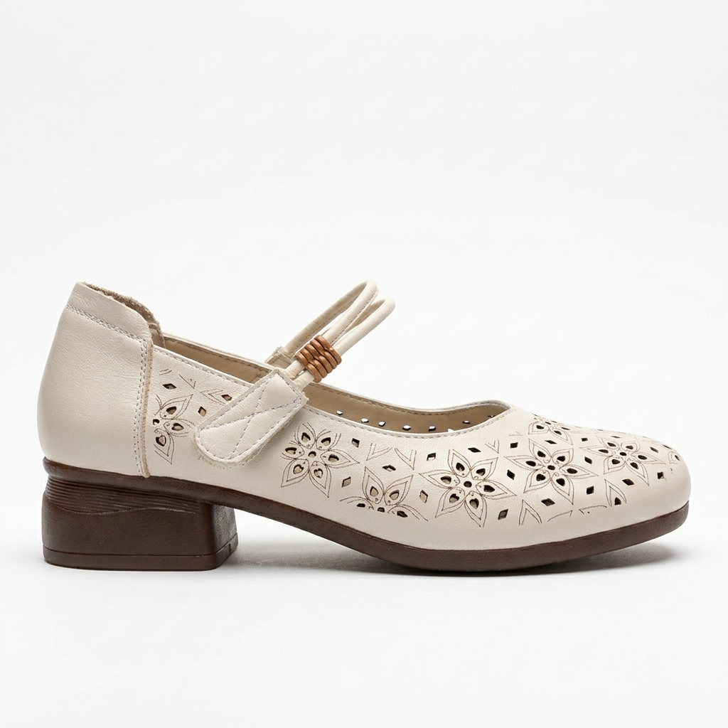 Melissa Leather Velcro Strap Perforated Cushioned Loafers