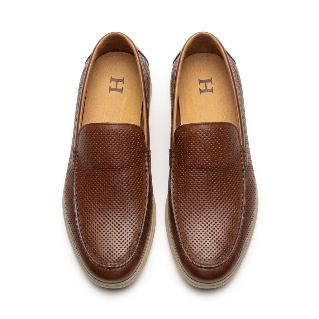 Jude Premium Perforated Leather Slip-On Loafers