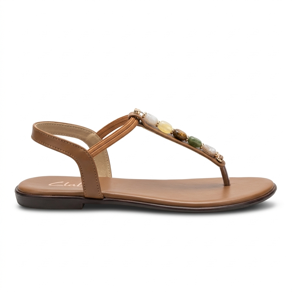 Panthera Embellished Back Elastic Flat Sandals