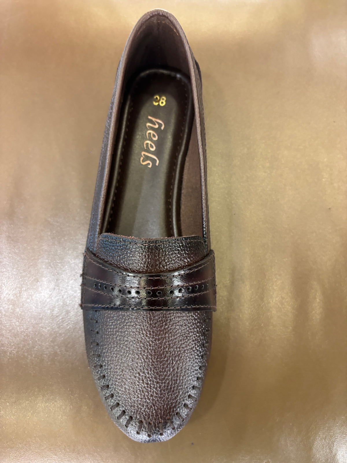 Lily Leather Classic Tie Stitch Ballerinas in Brown - The Heels India