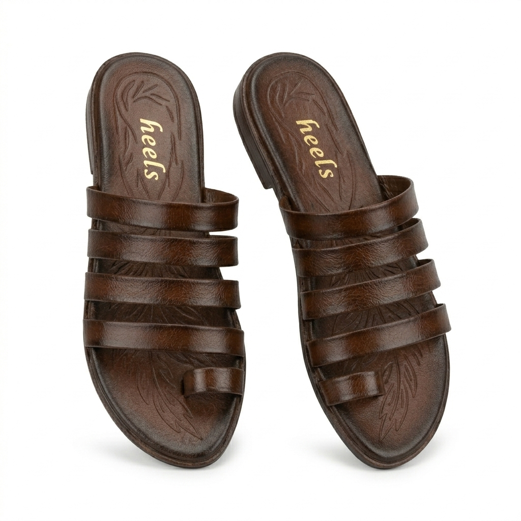 Joy Leather Thumb Strap Flat Slippers