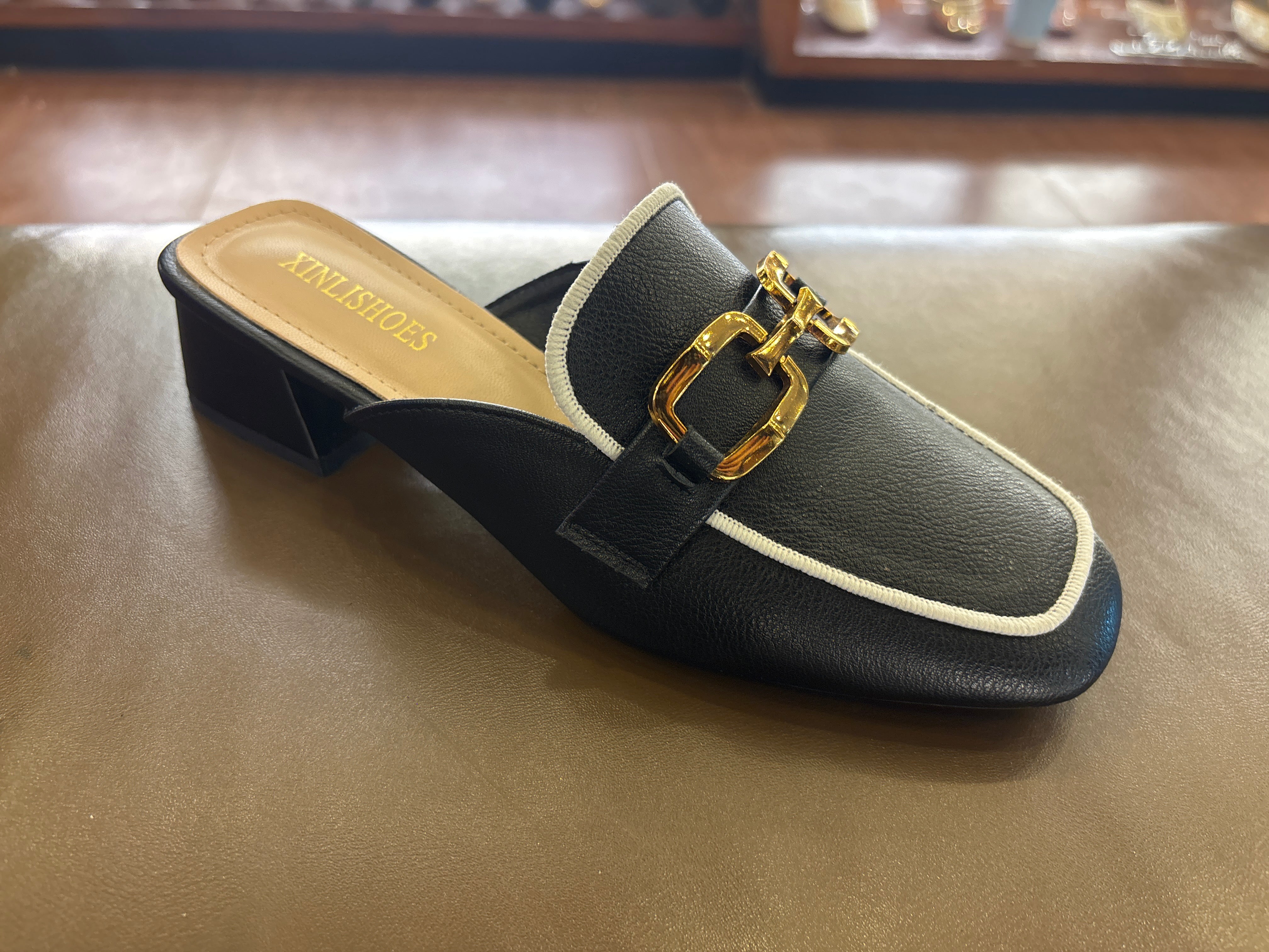 Sakura Premium Back Open Block Heel Mules