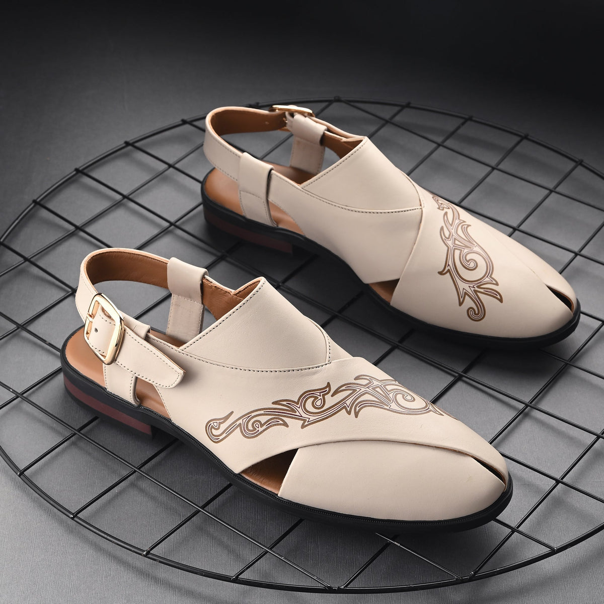Noble Hand Painted Leather Peshawari Sandals