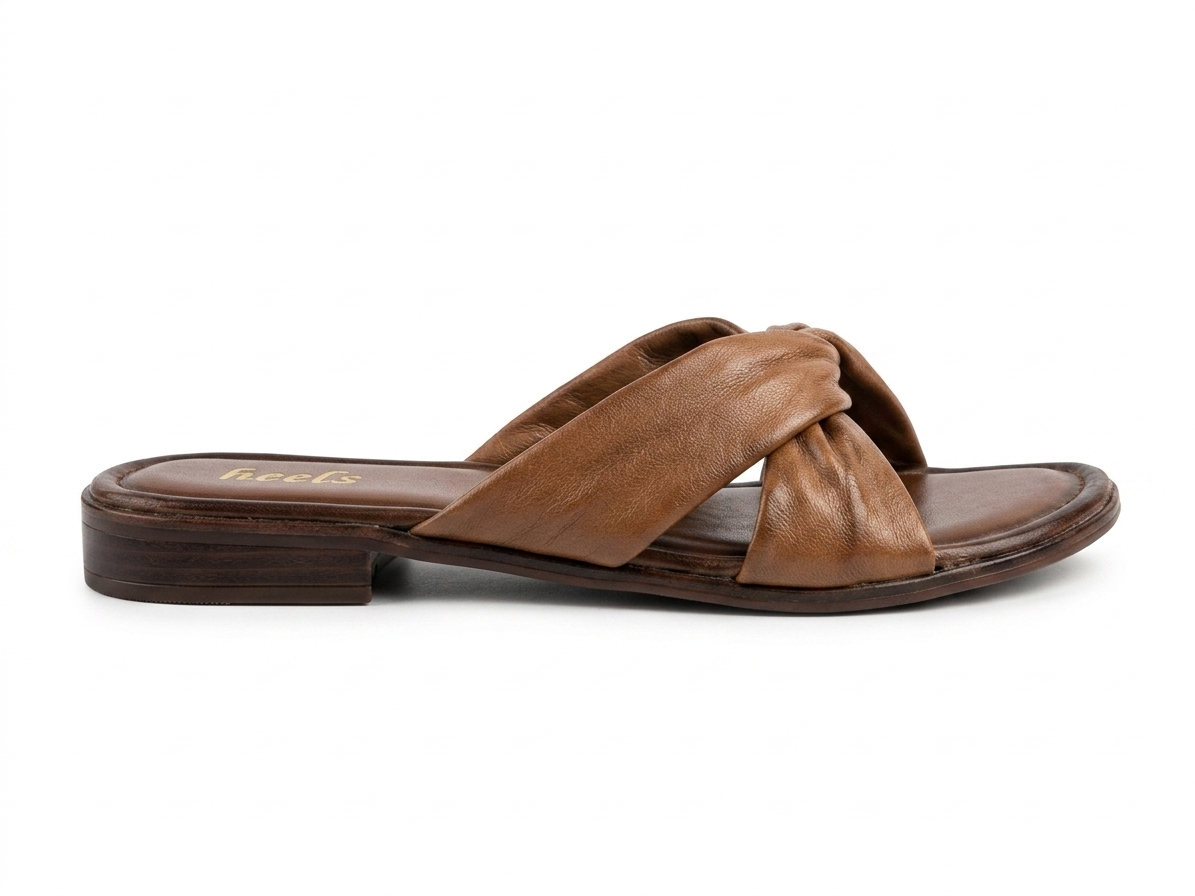 Yaba Leather Soft Napa Cross Flat Sliders