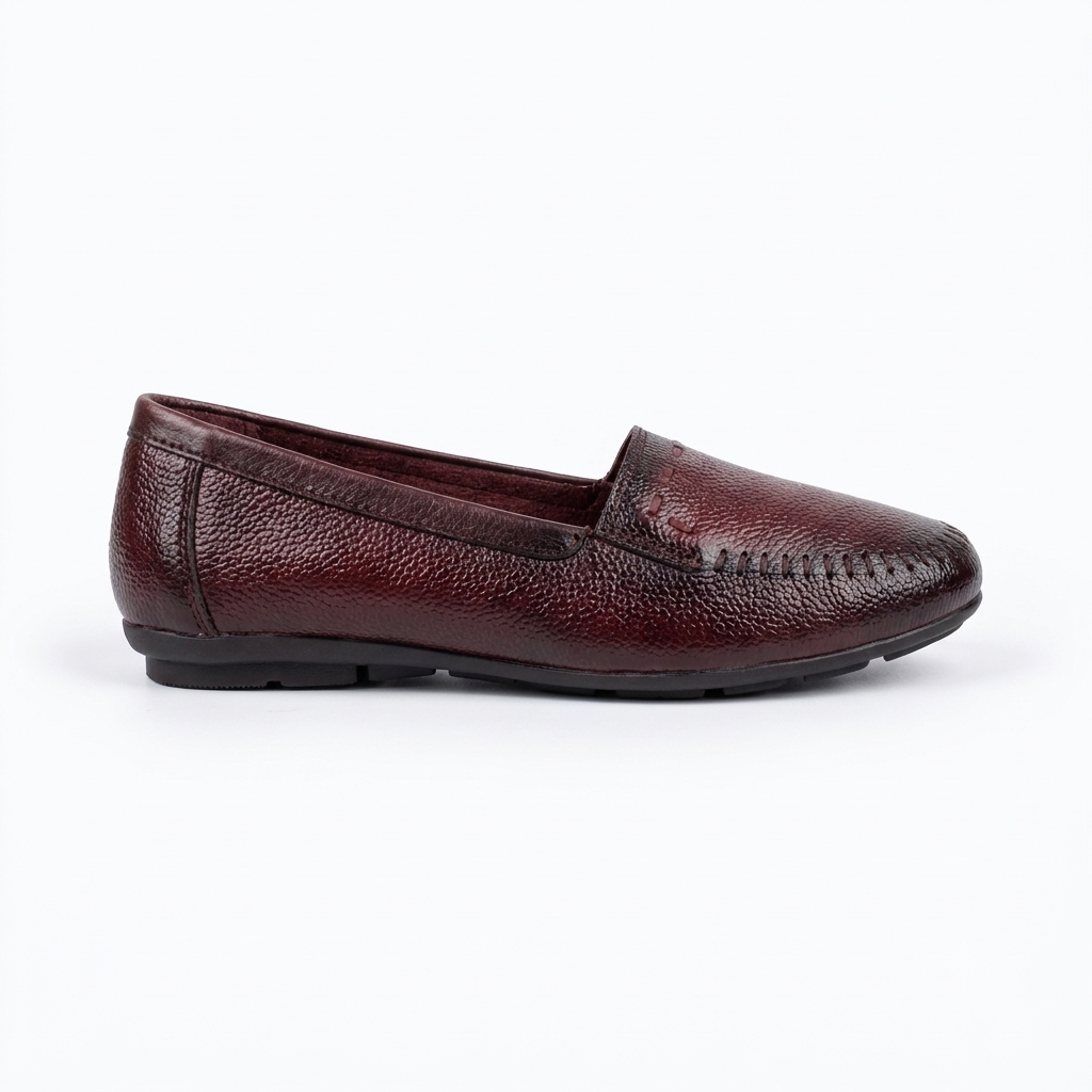 Lizzy 3.0 Leather Classic Ballerinas in Maroon - The Heels India
