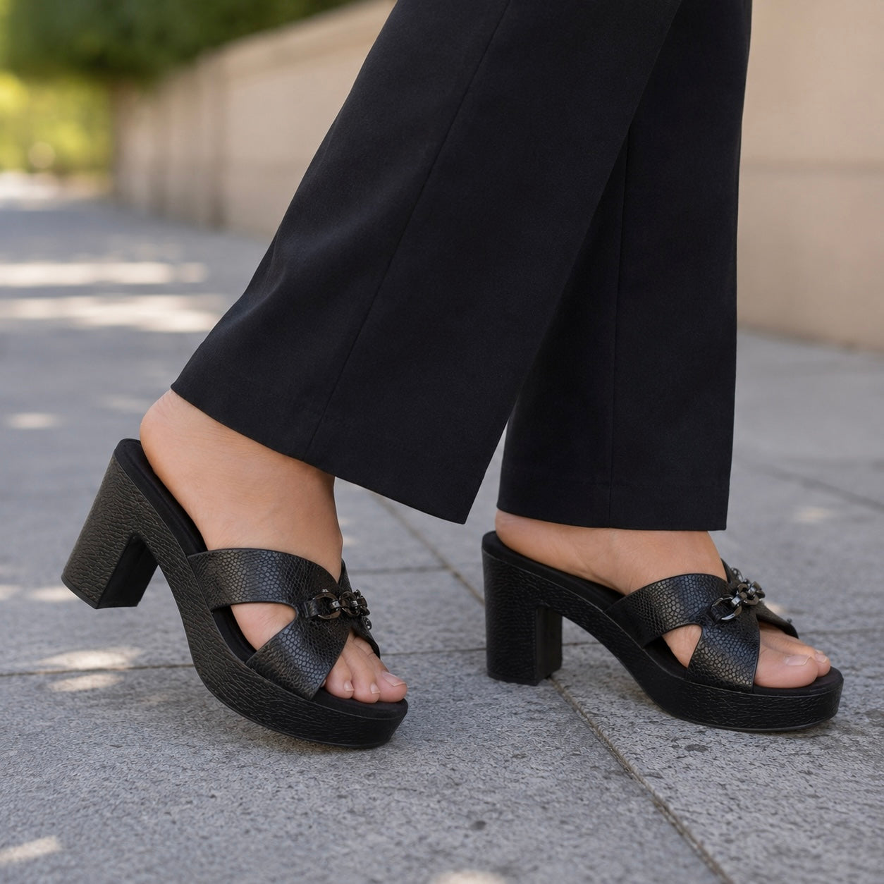 Tessa Platform Peep Toe Block Heels