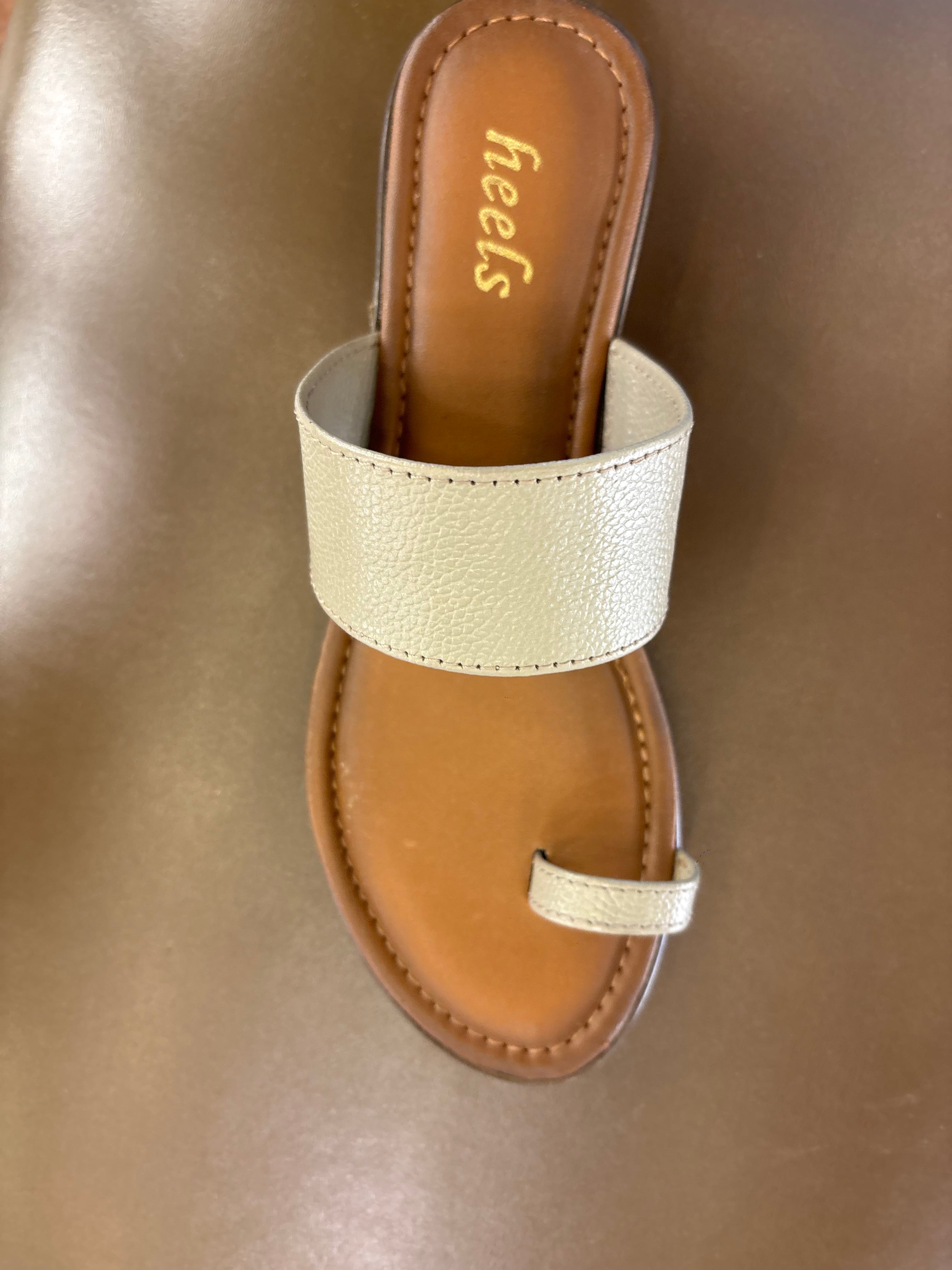 Welma Thumb Strap Leather Summer Slippers Chikoo - The Heels India