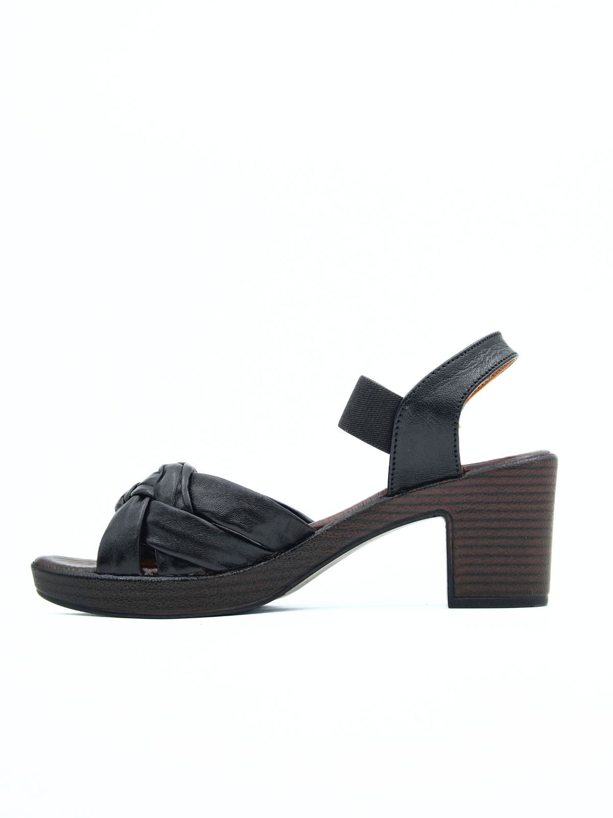 Yeezu Leather Knot Block Heels