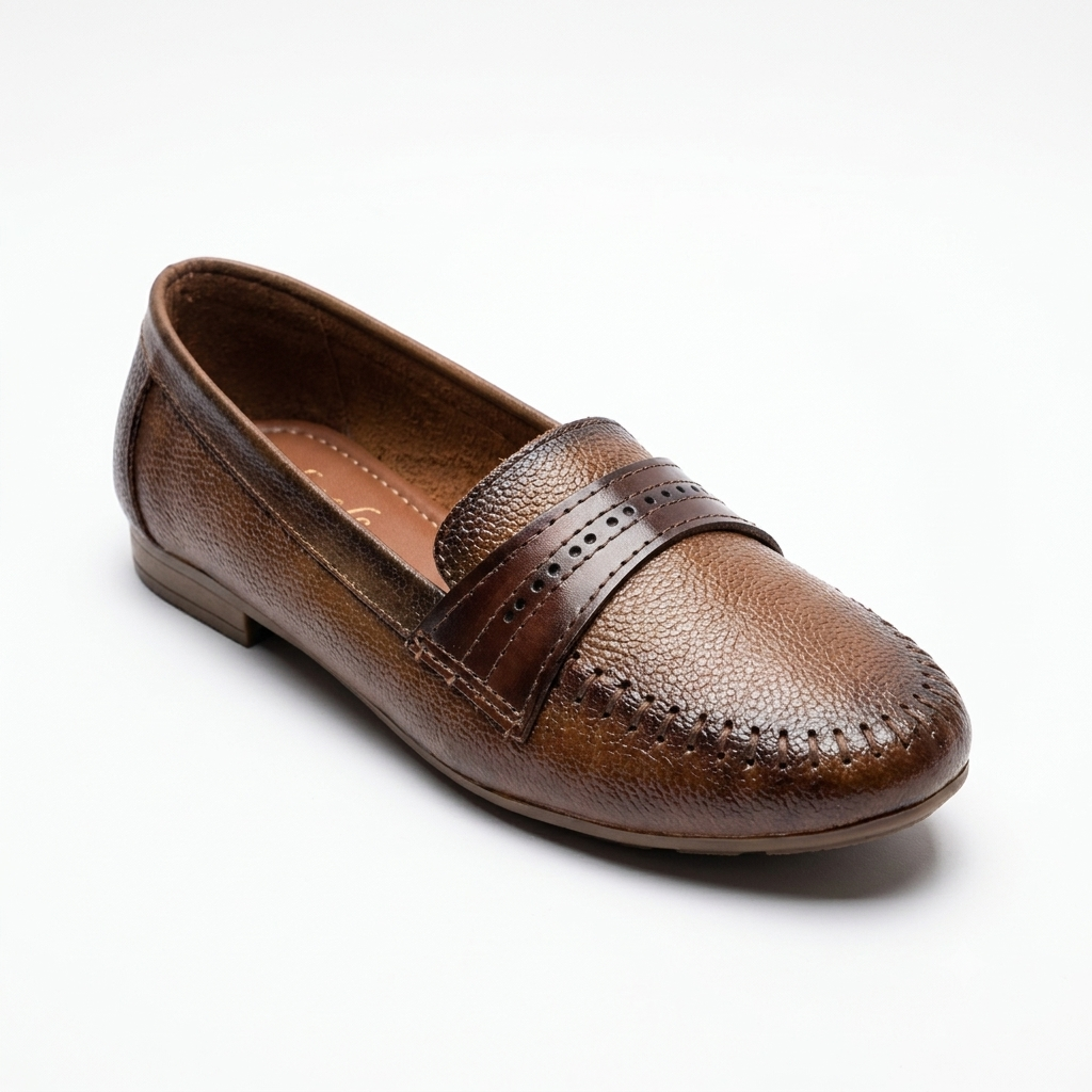 Lily Leather Classic Tie Stitch Ballerinas in Rust - The Heels India