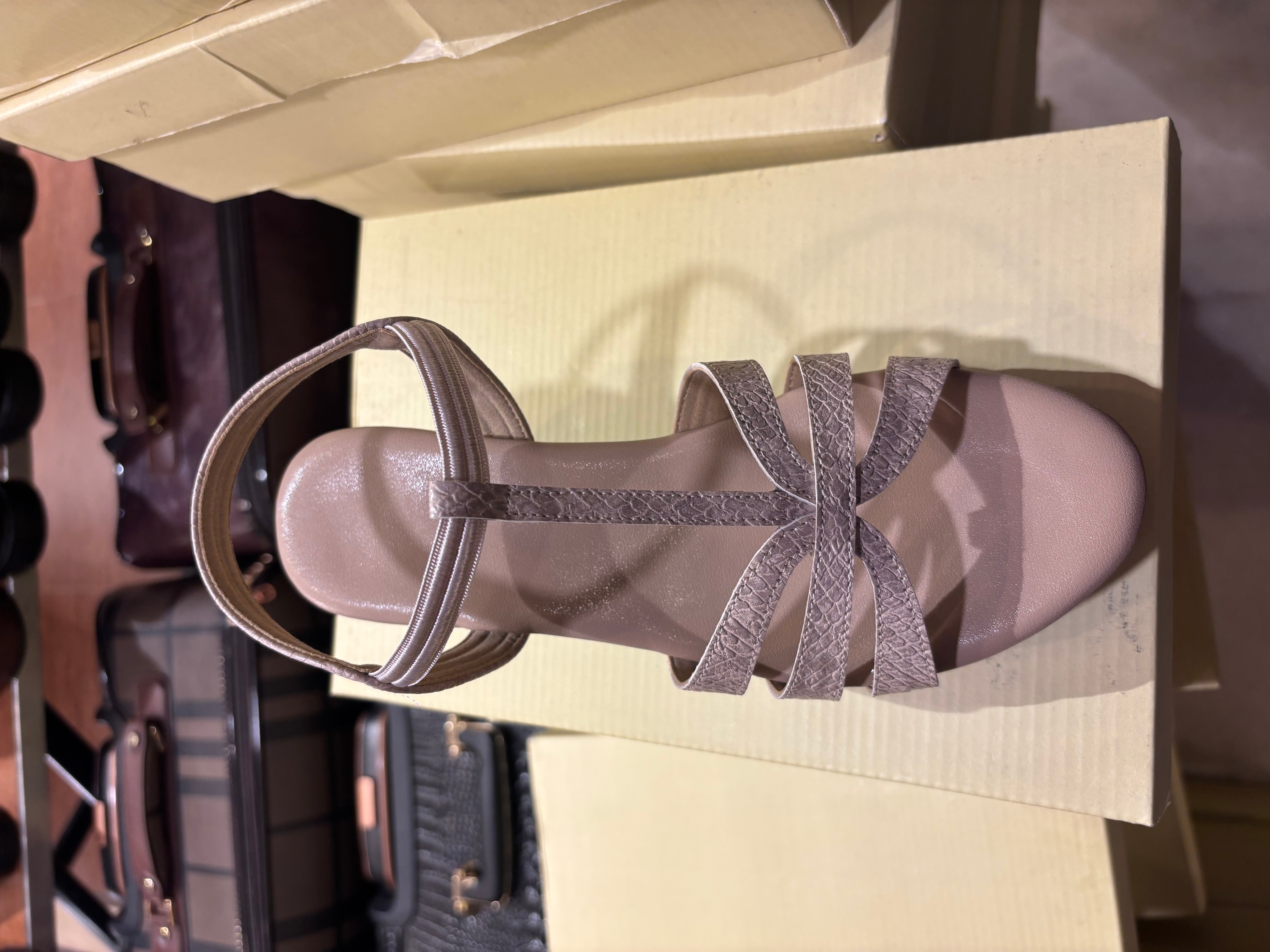 Snake Texture T-Strap Platform Block Heel Sandal – Beige