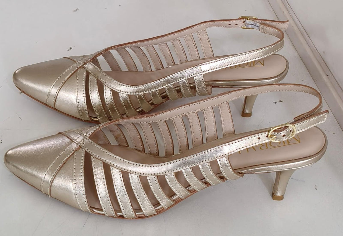 AVIVA Premium Leather Slingback Kitten Heels - The Heels India