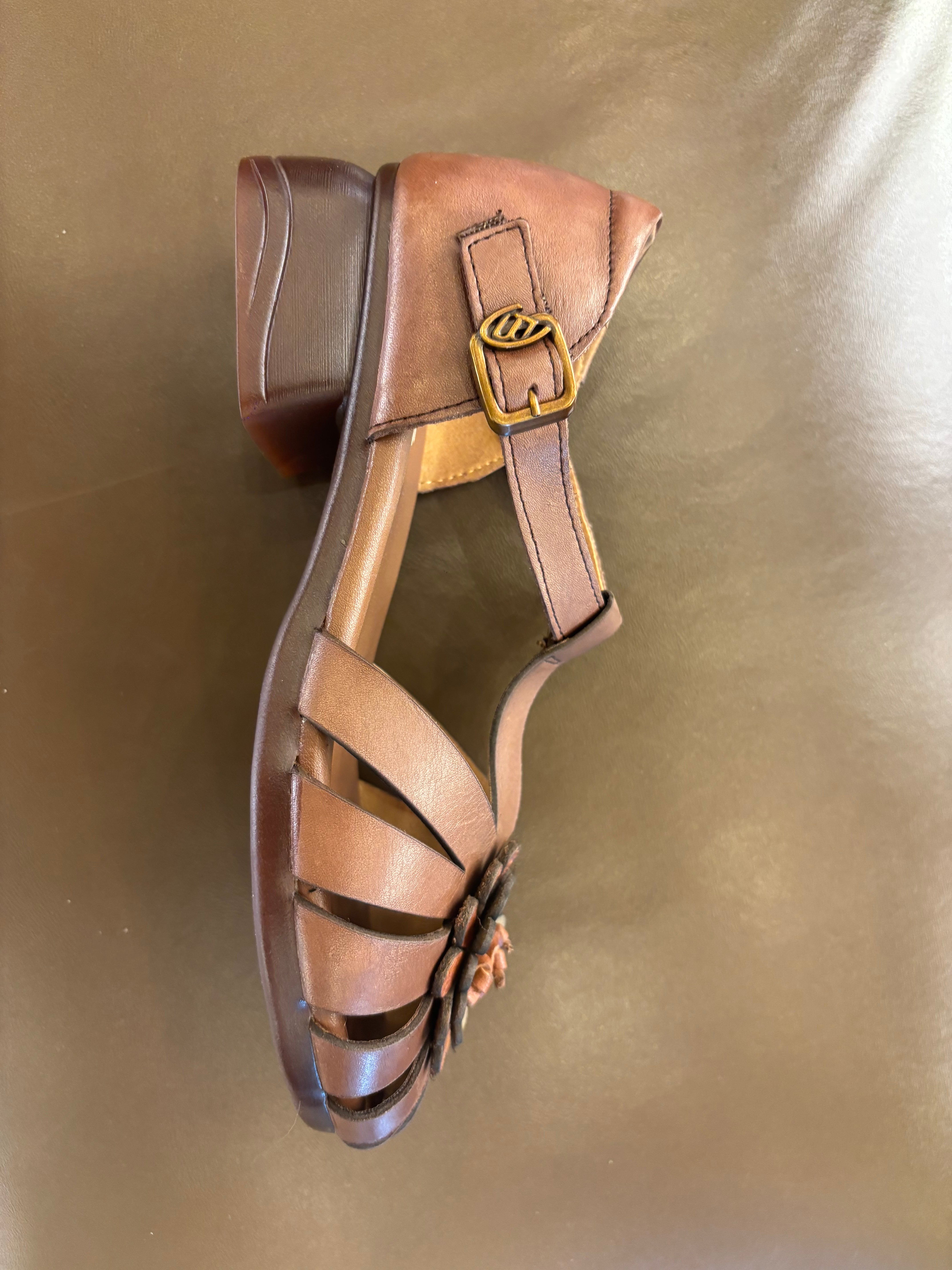 Kim Premium Leather Ankle Strap Block Heel Sandals