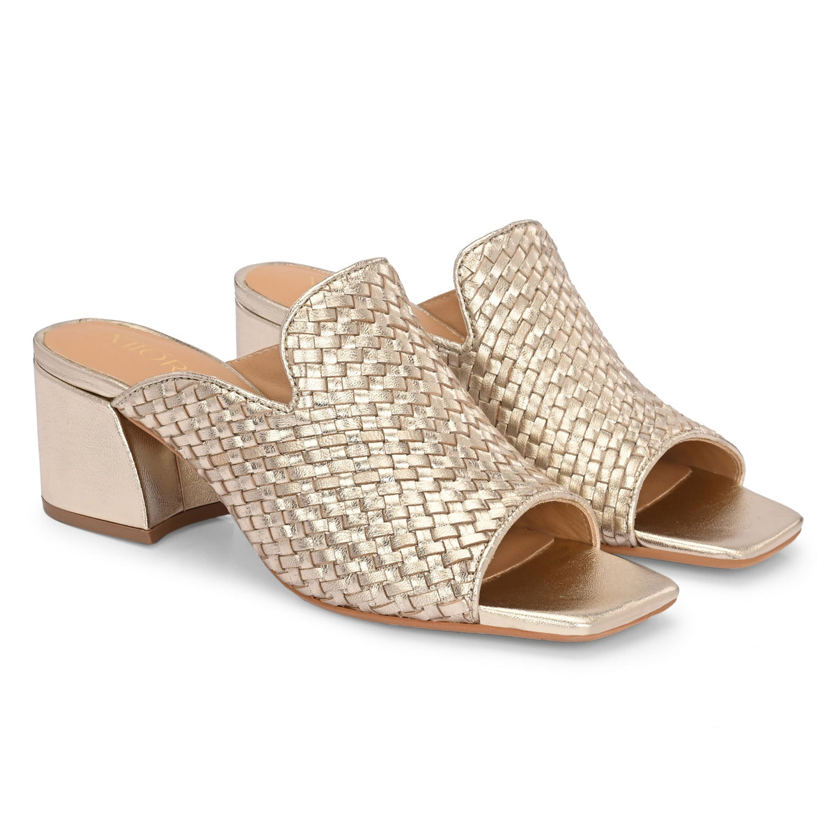 SAANJH Leather HandWoven Block Heels