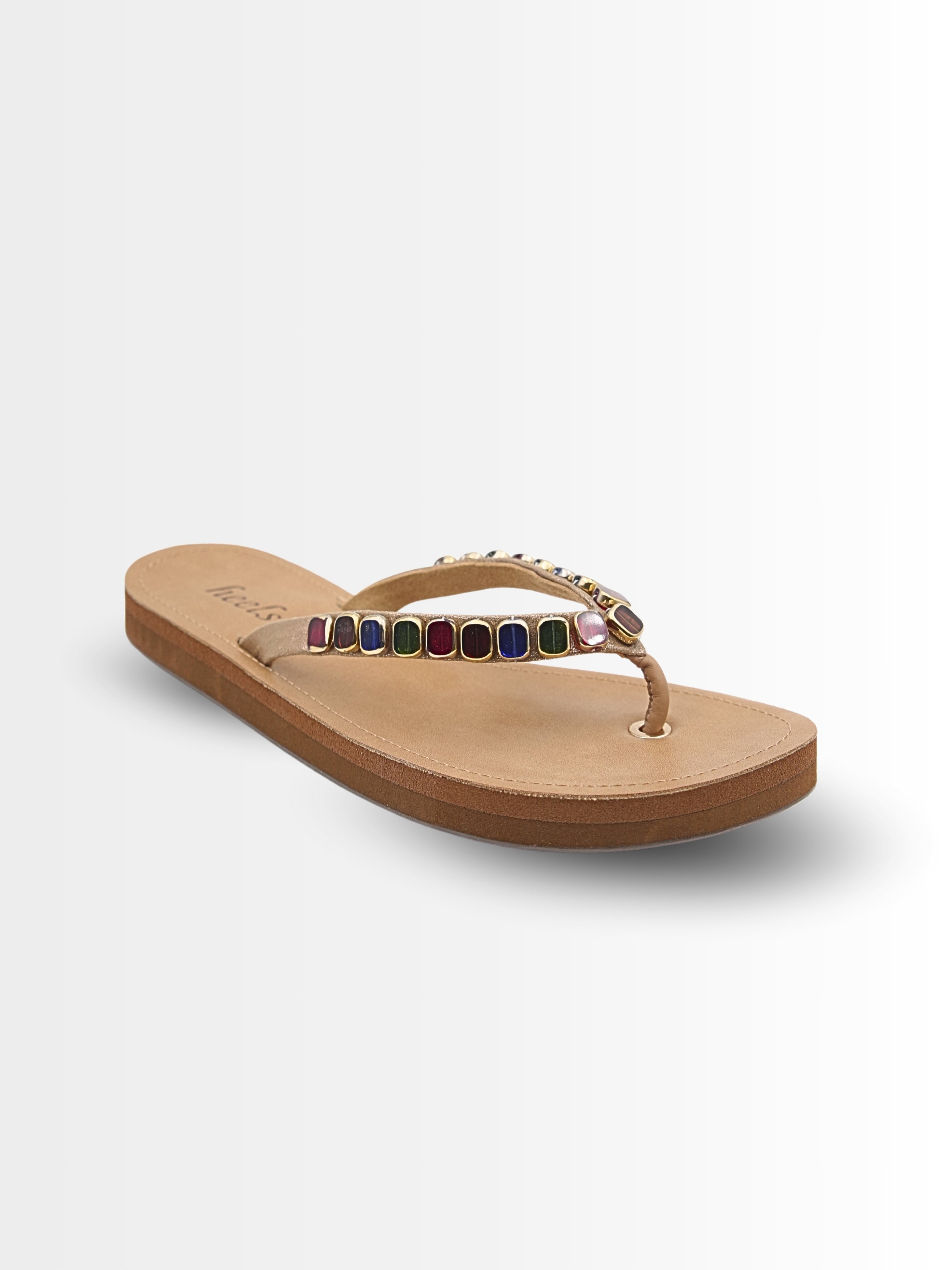 Novelli Cushioned Beads V Strap Slippers
