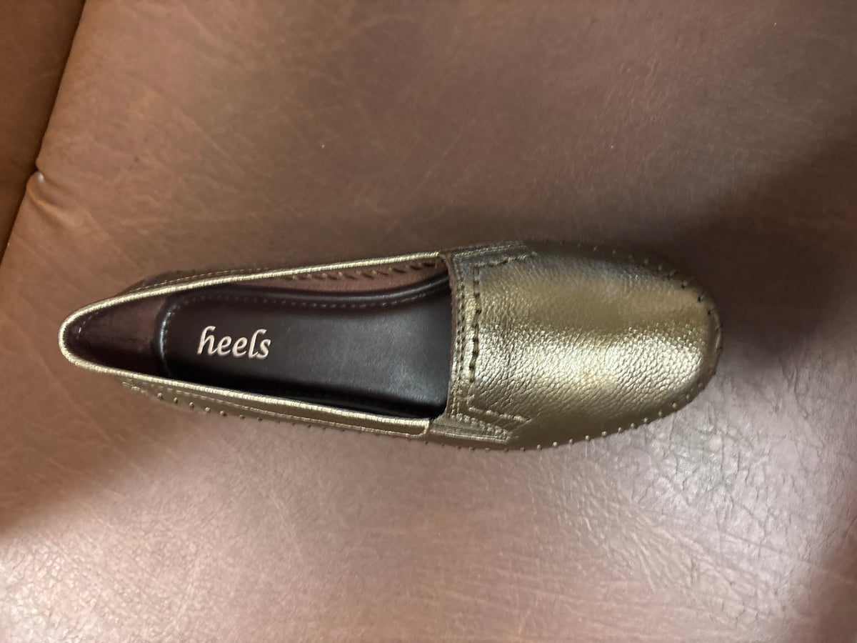 Lizzy Wedge Leather Classic Ballerinas in Bronze - The Heels India